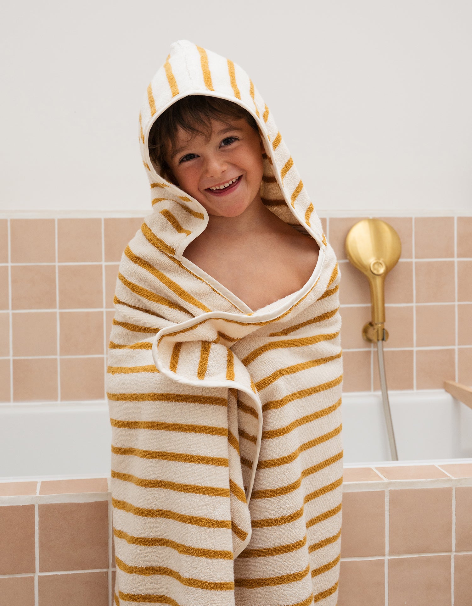 Badecape Kind - Kleine Gelbe Streifen