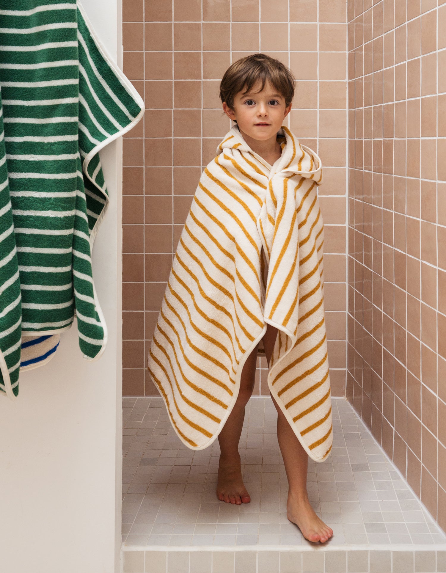 Badecape Kind - Kleine Gelbe Streifen