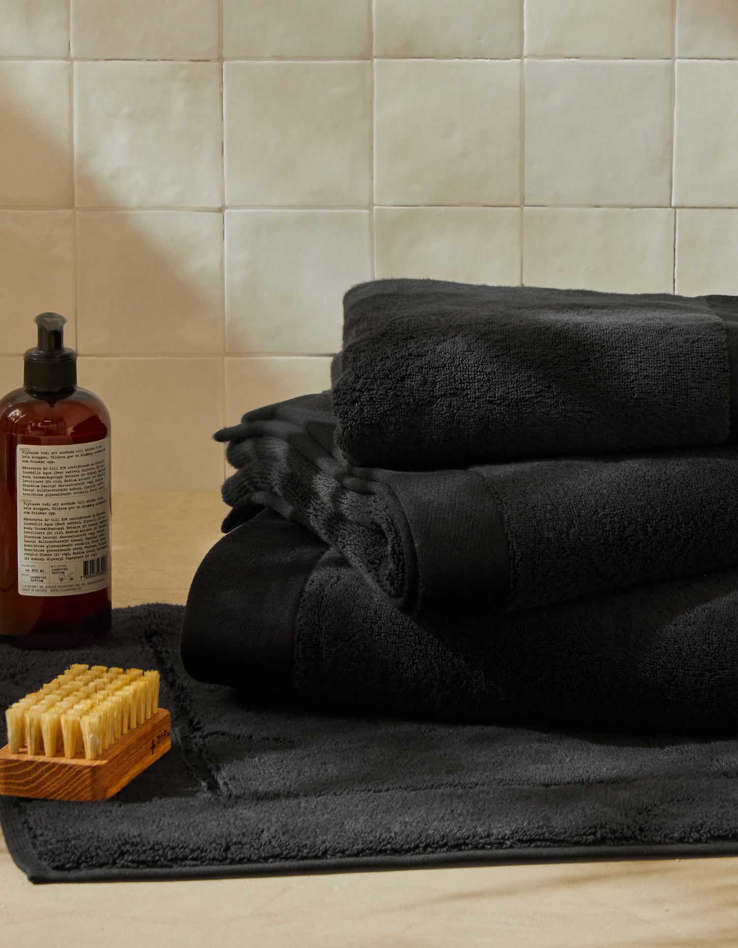 Serviette de bain moelleuse - Noir