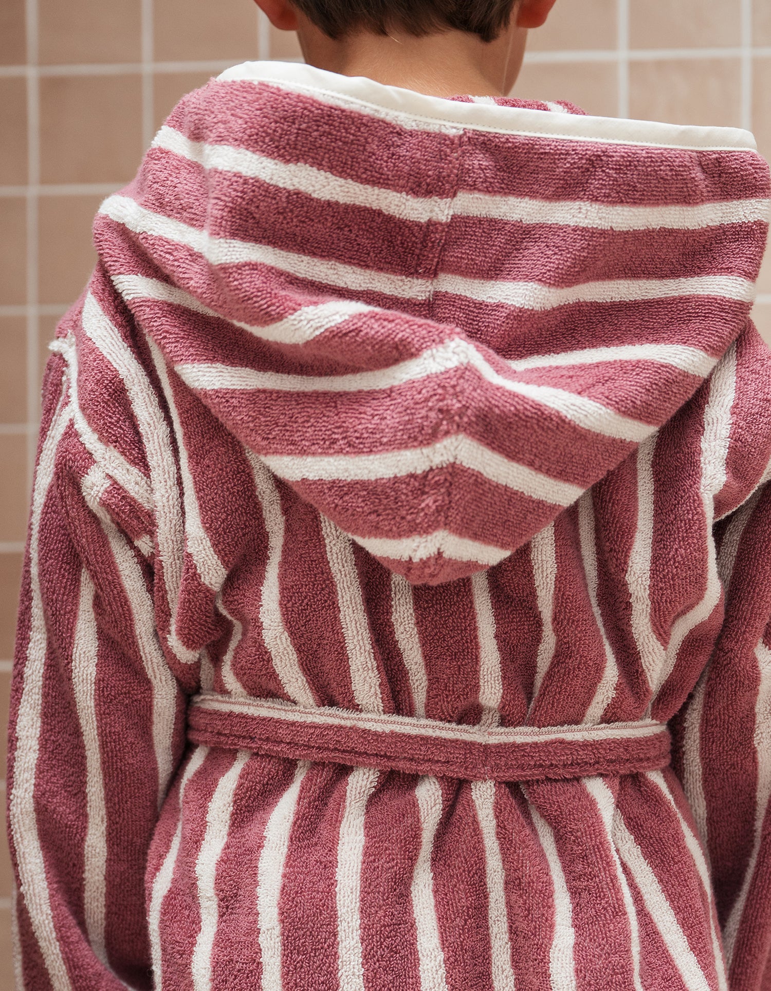 Bademantel Kind - Kleine Rosa Streifen
