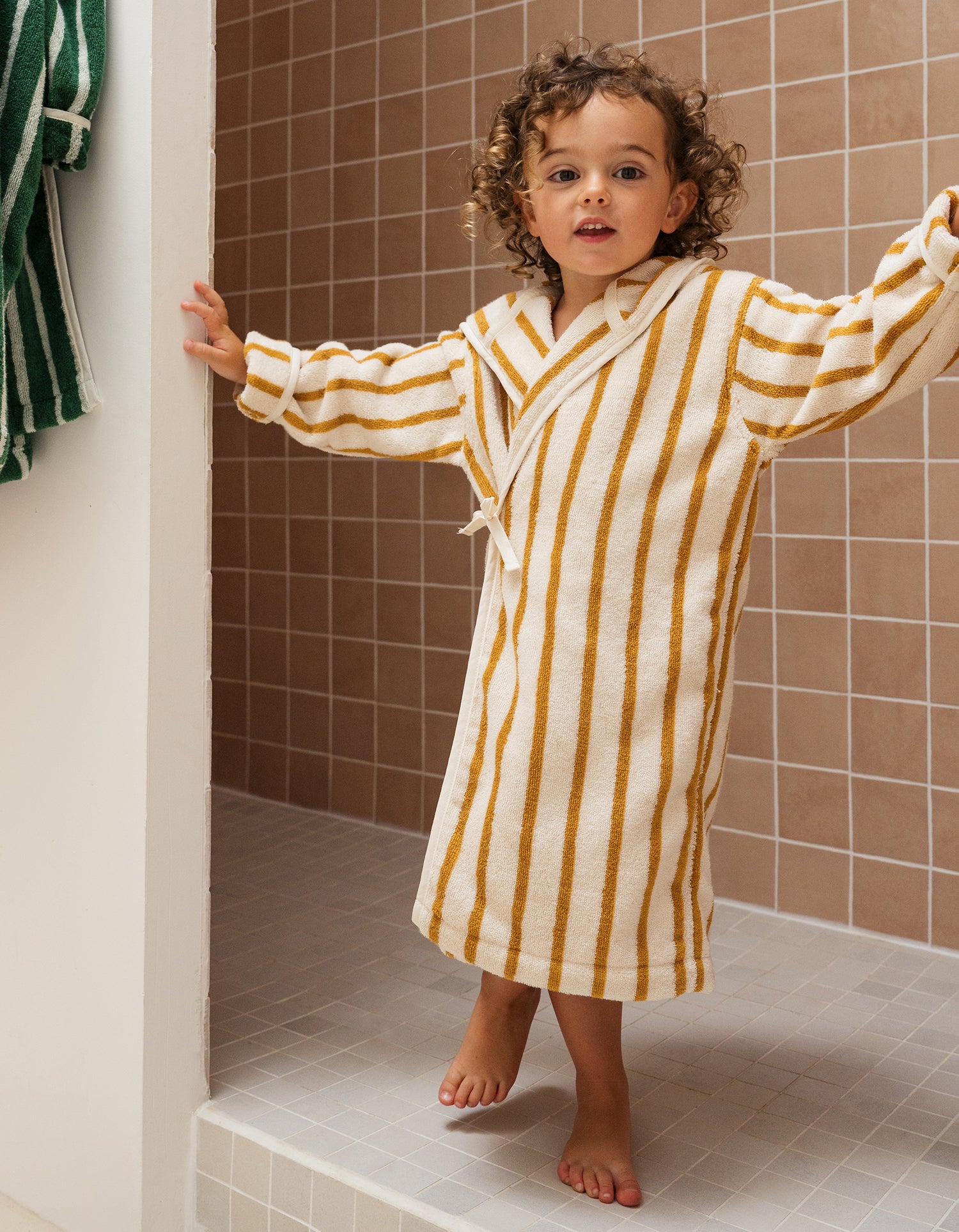 Bademantel Kind - Kleine Gelbe Streifen