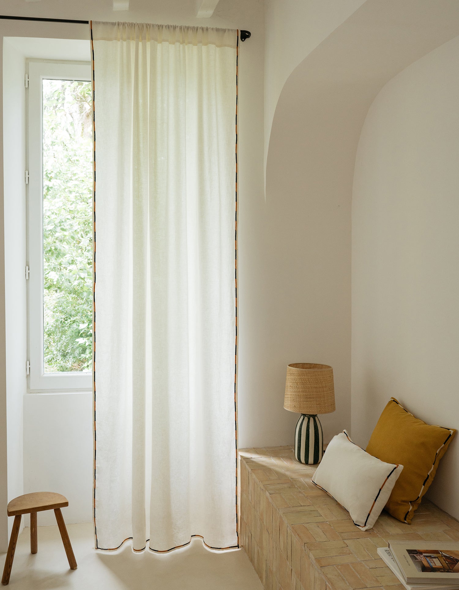 Comporta gordijn – Geborduurd linnen - Wit