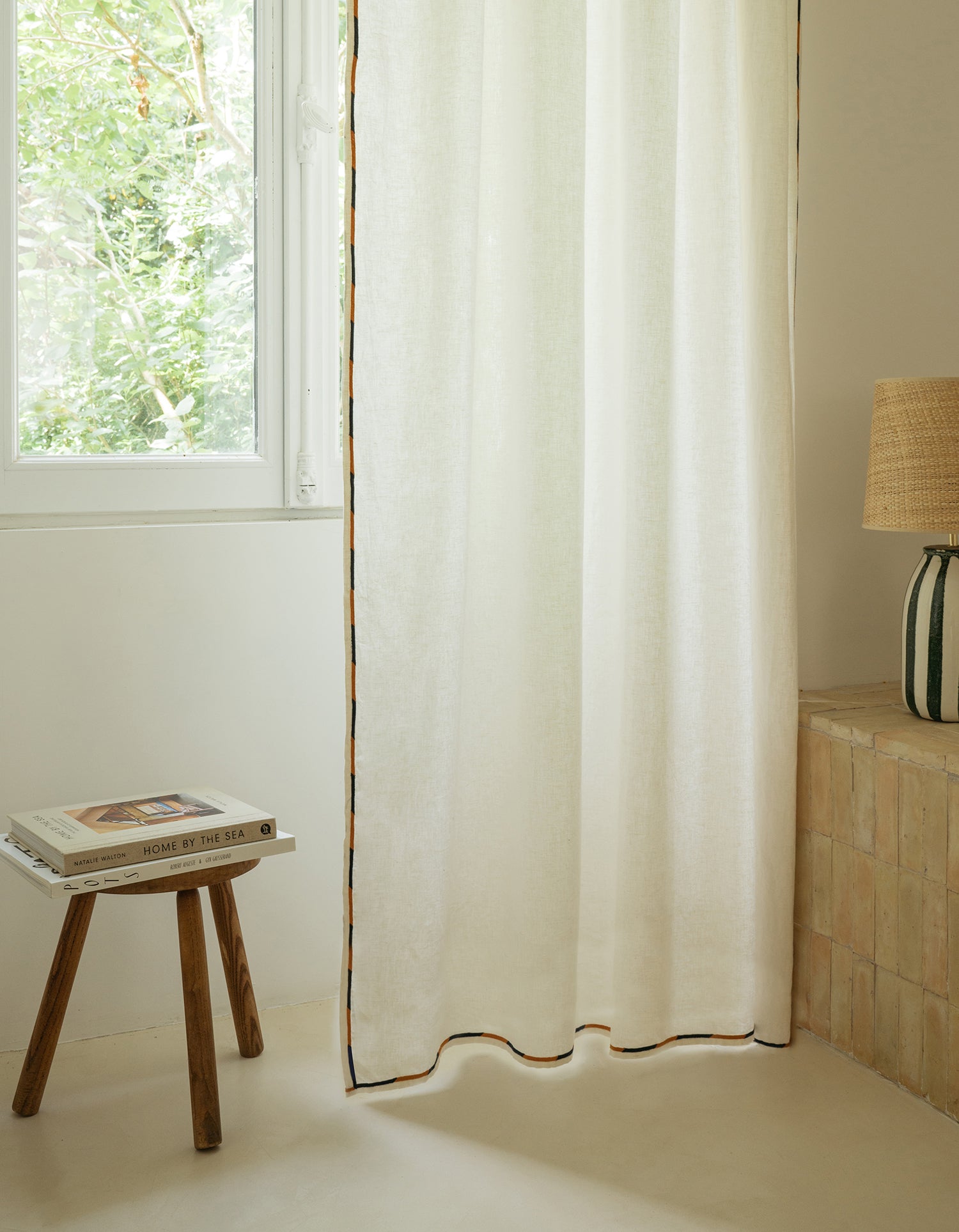 Comporta gordijn – Geborduurd linnen - Wit