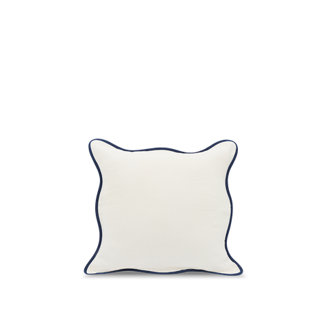 Quadratischer Kissenbezug mit Wellenstruktur - Weiss / Blau