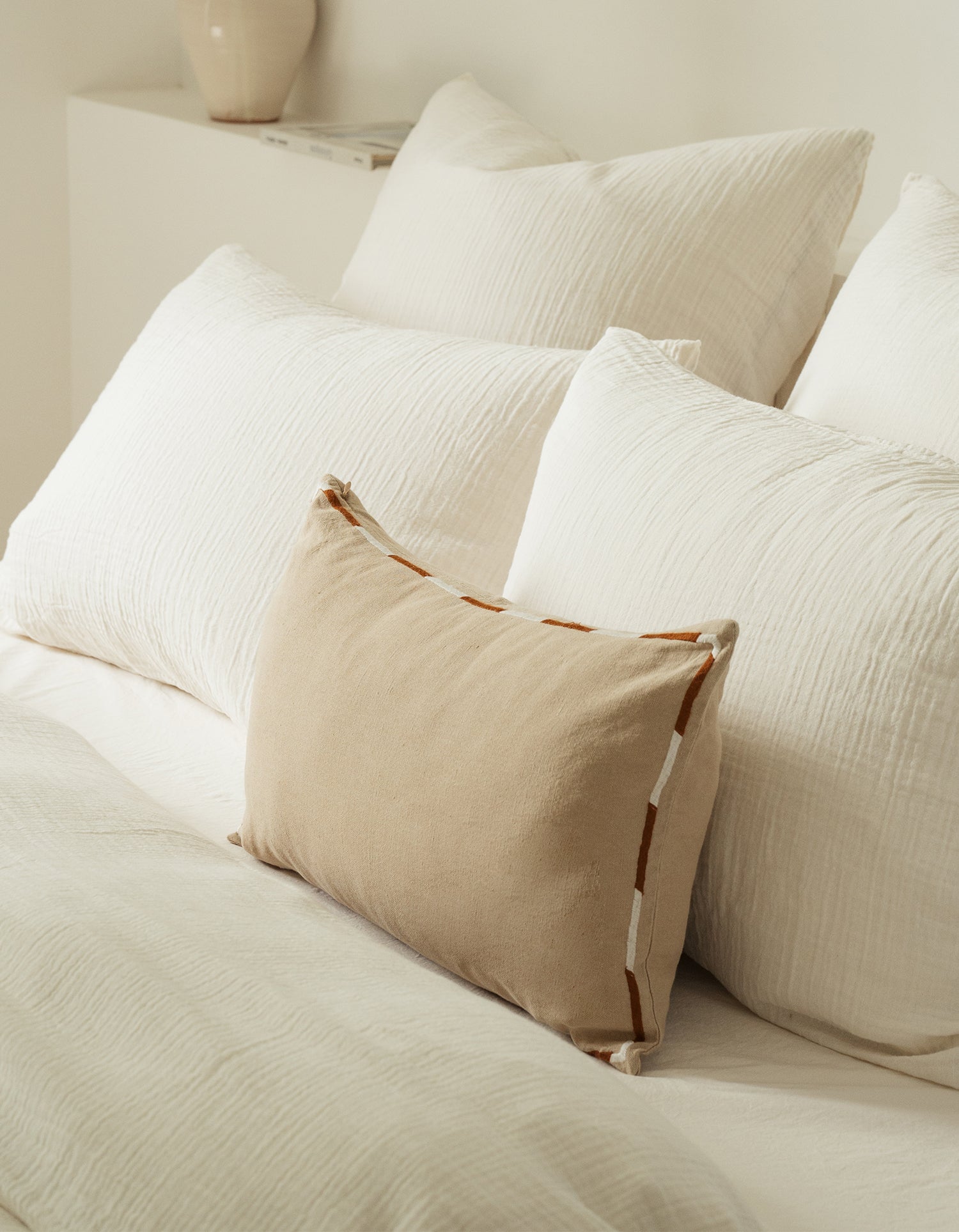Housse de coussin carré Brodée - Naturel