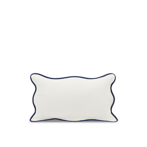 Housse de coussin long Festonnée - Blanc / Bleu