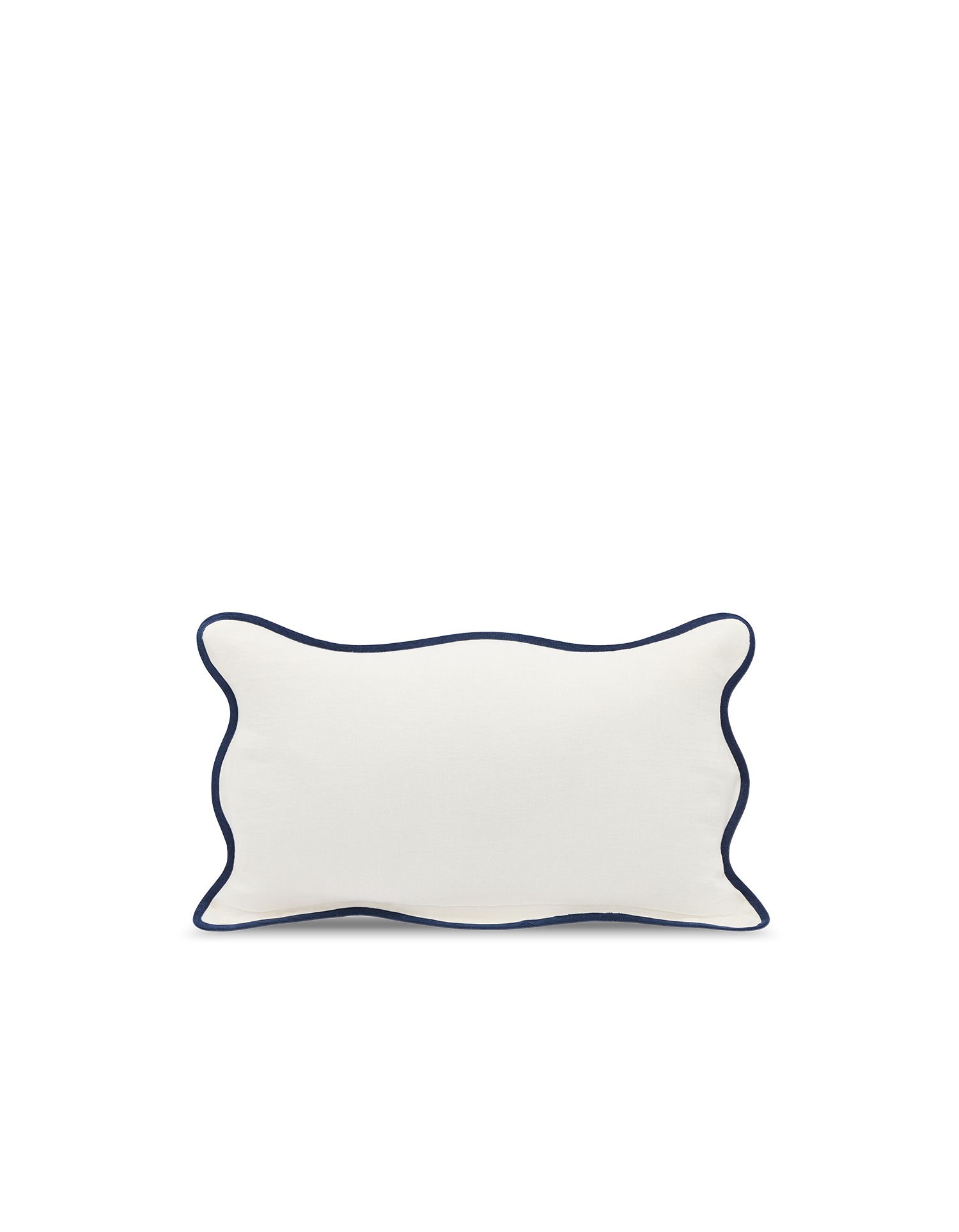 Copricuscino lungo smerlato - Bianco / Blu