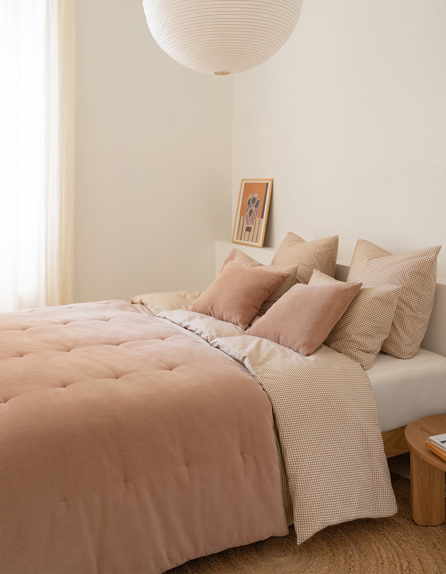 Boutis Copriletto in Velluto - Beige