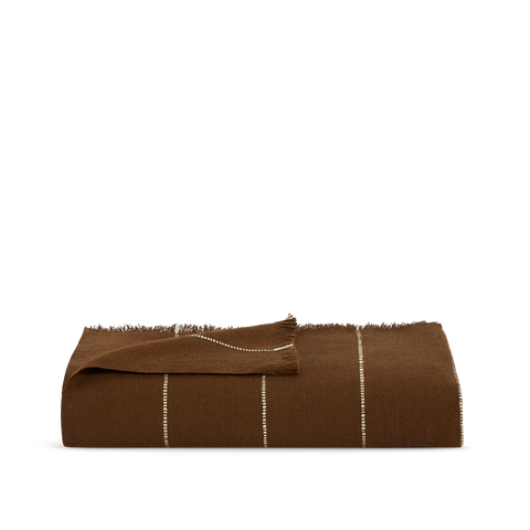Decke aus 100 % Alpaka - Camel Gestreift