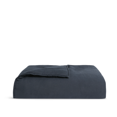 Gewassen linnen plaid - Blauw