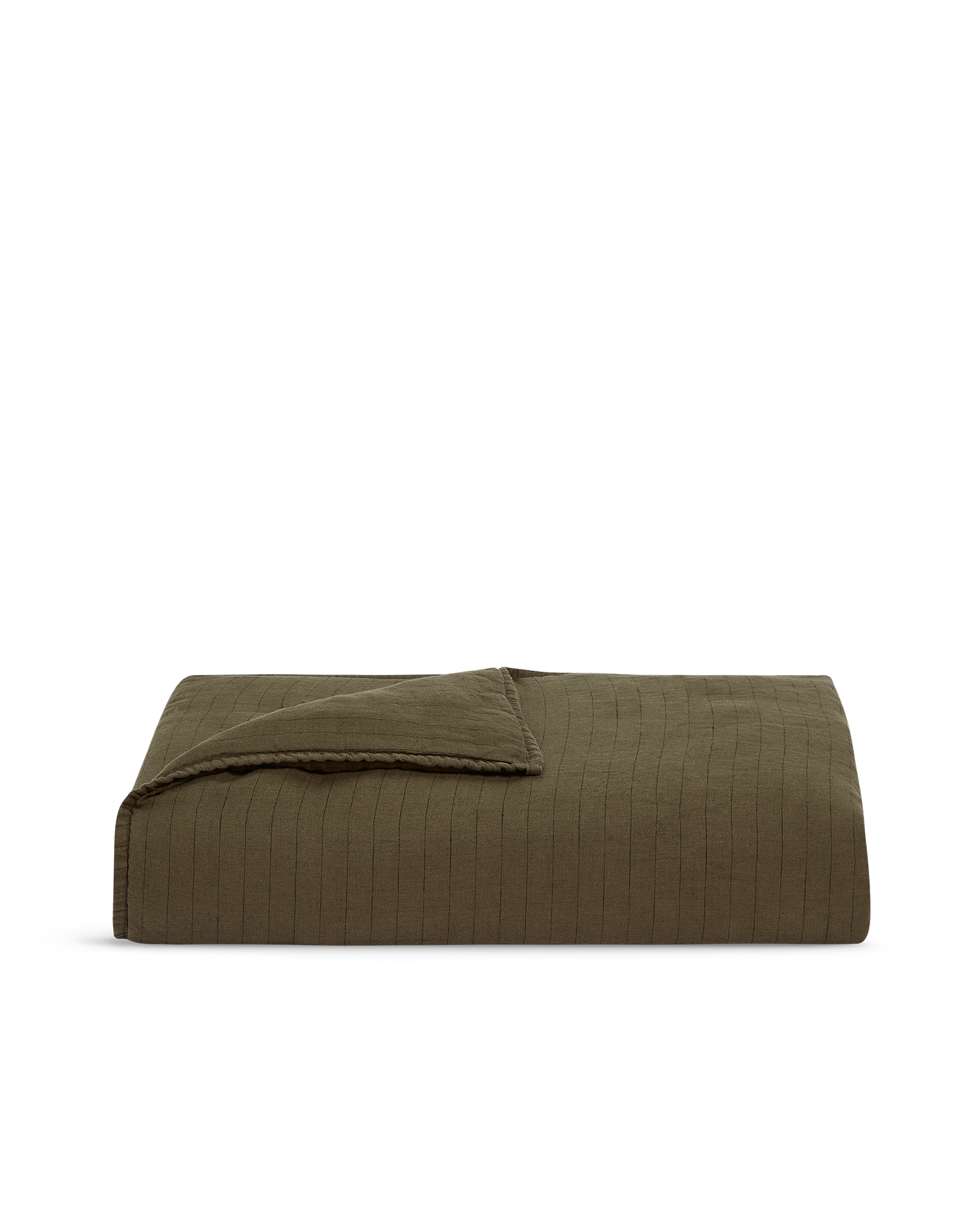 Gewassen linnen plaid - Gestreept Kaki