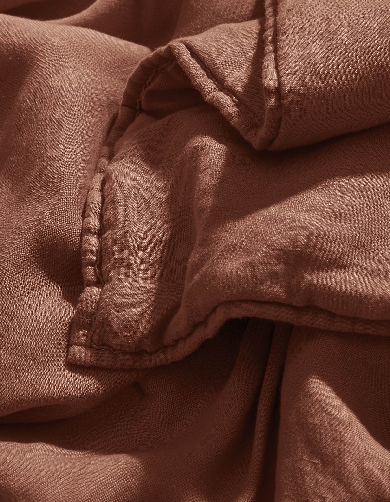 Gewassen linnen plaid - Terracotta