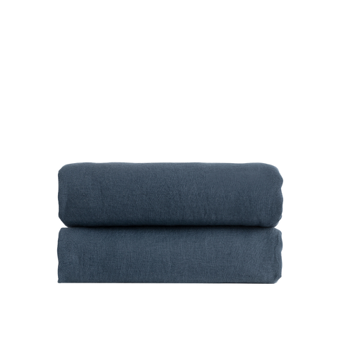 Drap housse Lin lavé français - Juste Le Bleu