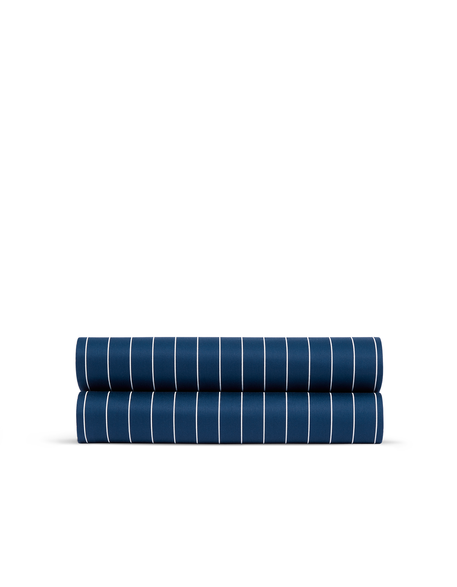 Drap plat Satin de coton 200 fils - Juste Le Marine Rayé