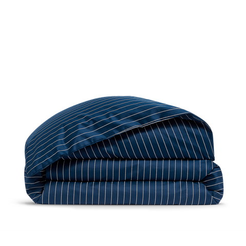 Housse de couette Satin de coton 200 fils - Juste Le Marine Rayé