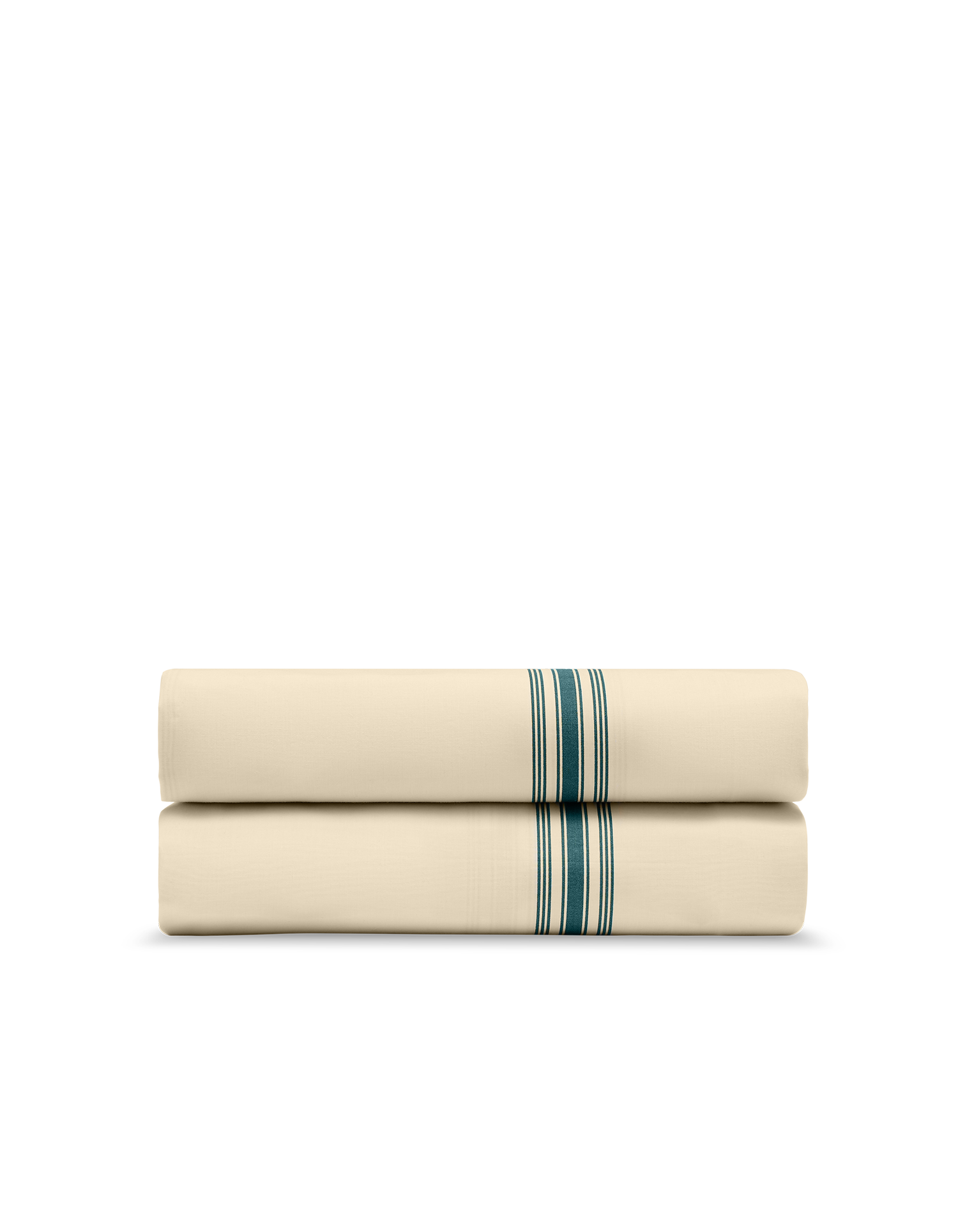 Drap plat Percale de coton 120 fils - Rayure Emeraude