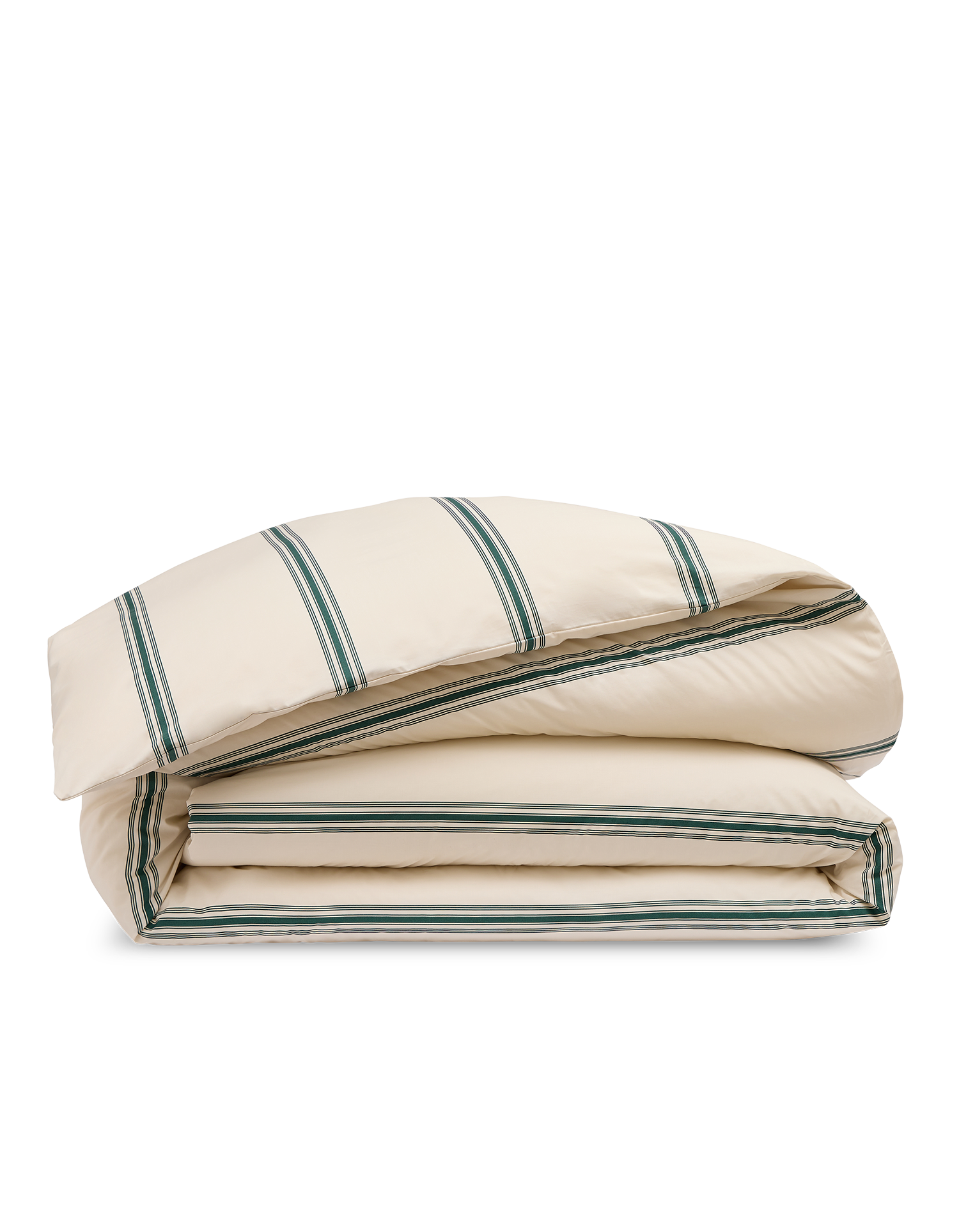 Housse de couette Percale de coton 120 fils - Rayure Emeraude