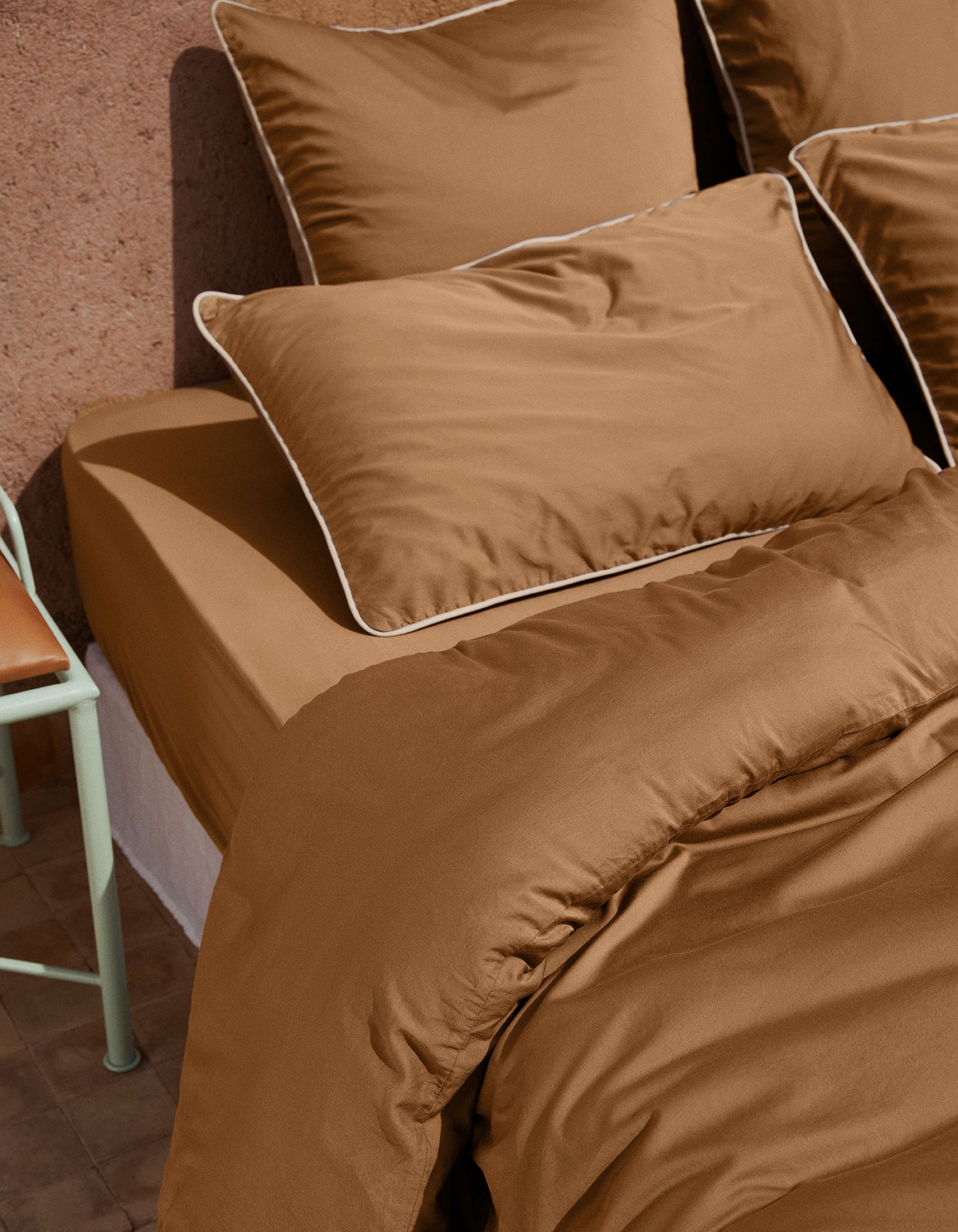 Housse de couette Percale de coton 120 fils - Tabac