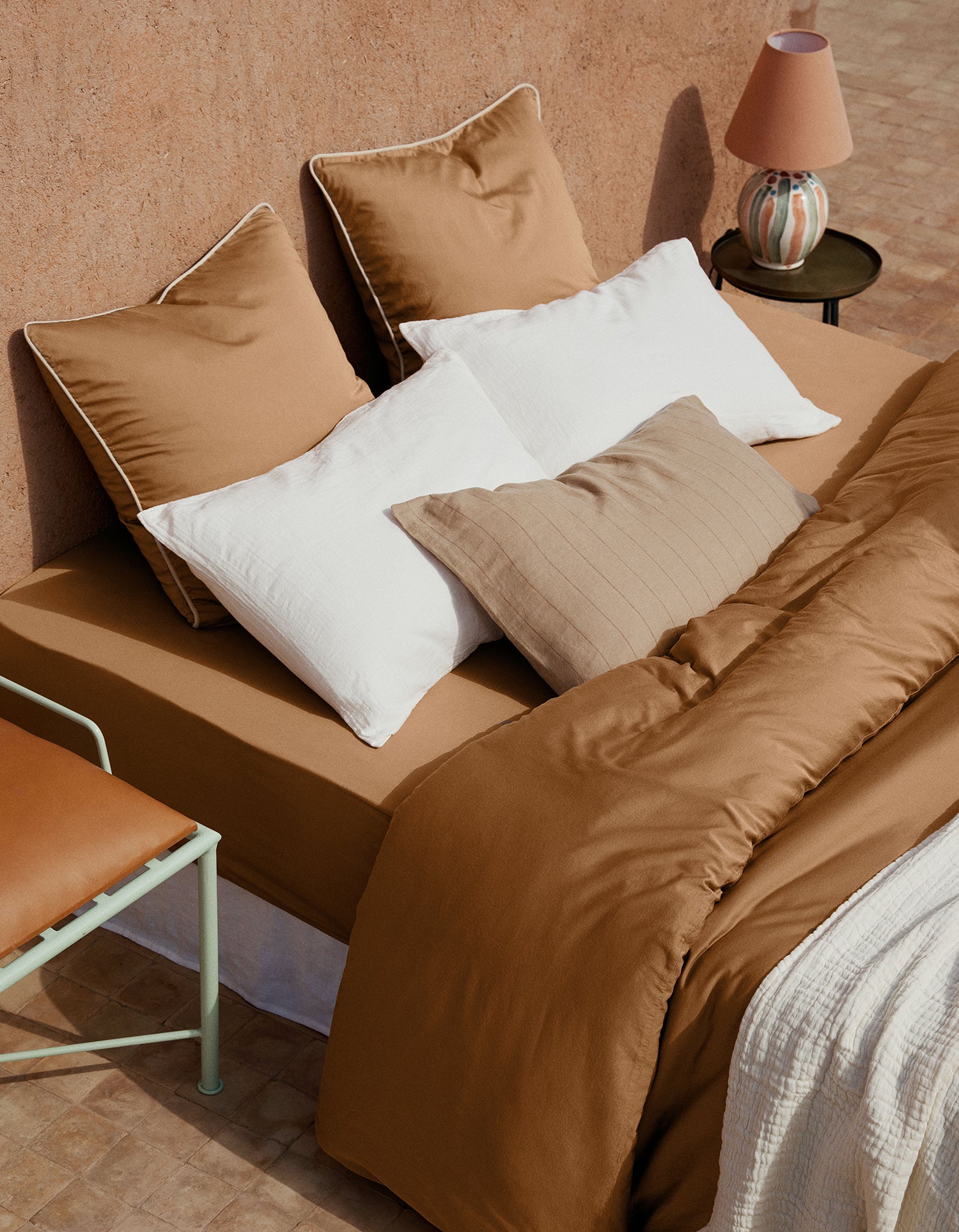 Housse de couette Percale de coton 120 fils - Tabac