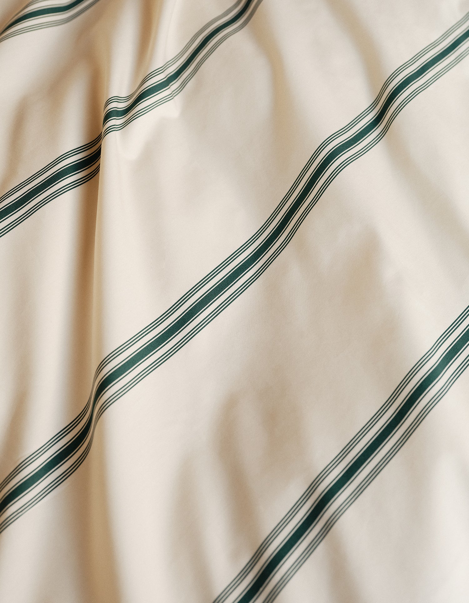 Drap plat Percale de coton 120 fils - Rayure Emeraude