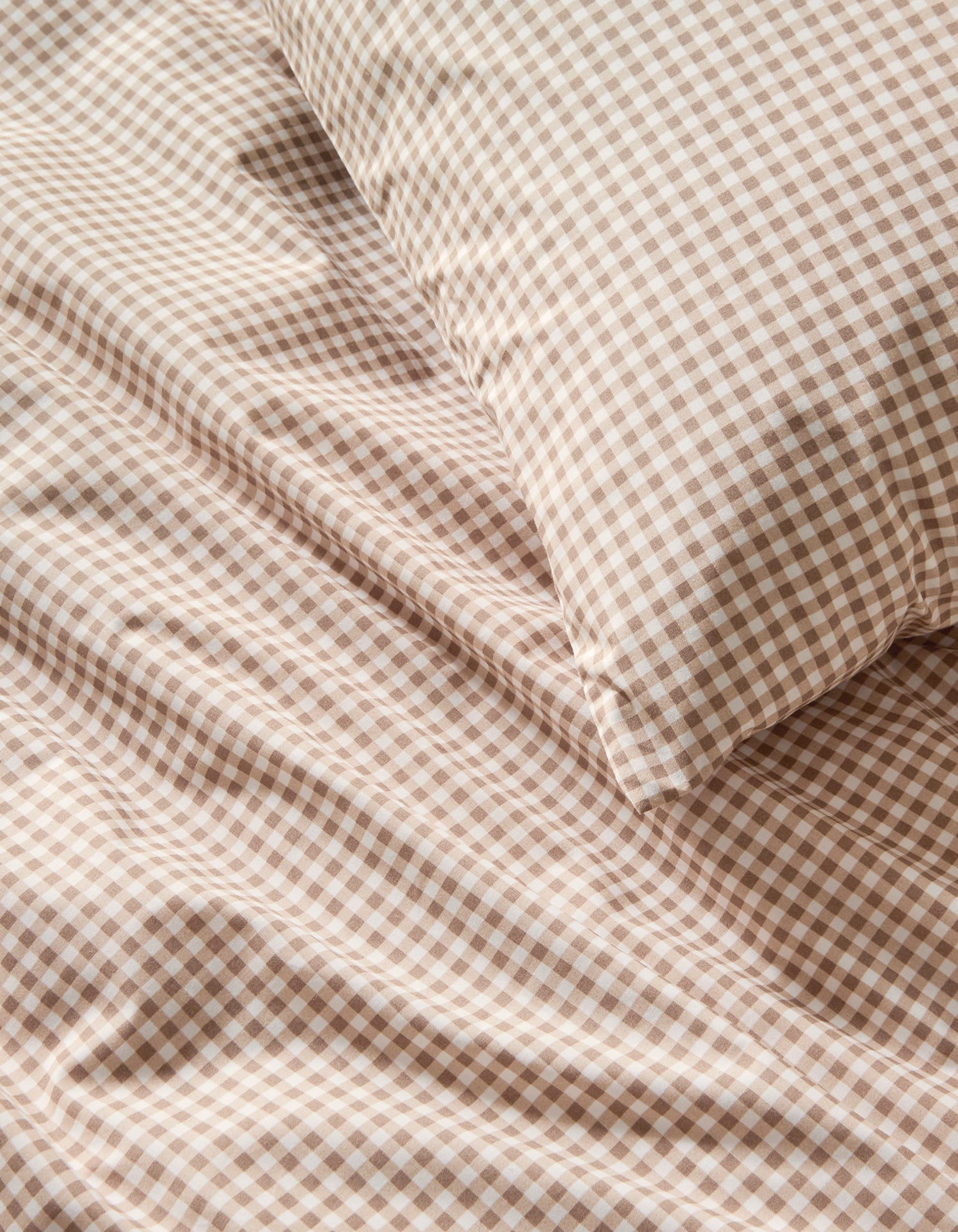 Housse de couette Percale de coton 120 fils - Mini Vichy Beige