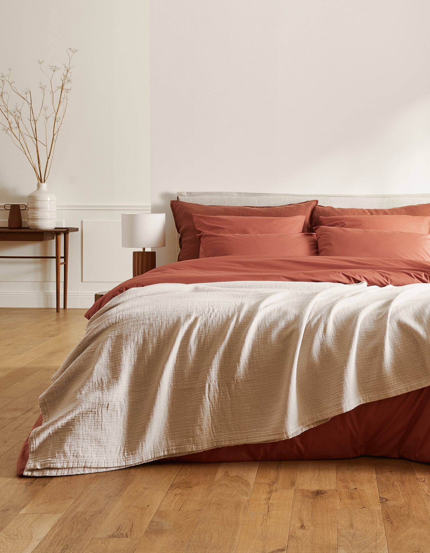 Housse de couette Percale de coton 120 fils - Terre Cuite