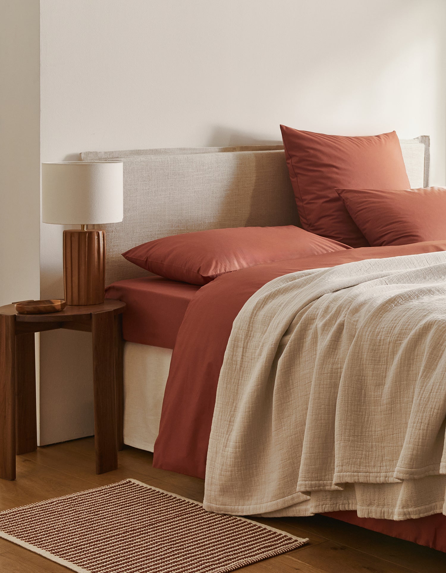 Housse de couette Percale de coton 120 fils - Terre Cuite