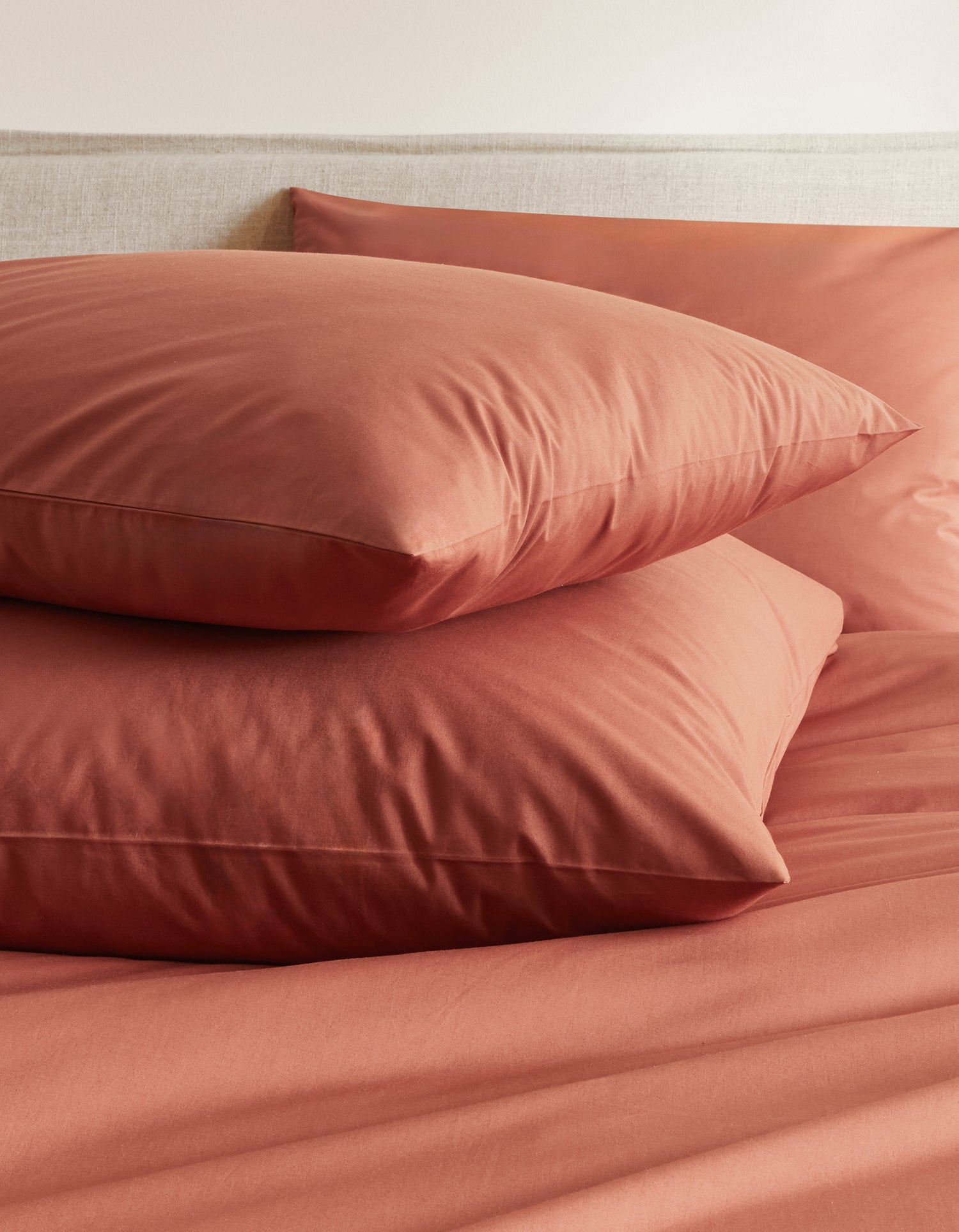 Housse de couette Percale de coton 120 fils - Terre Cuite