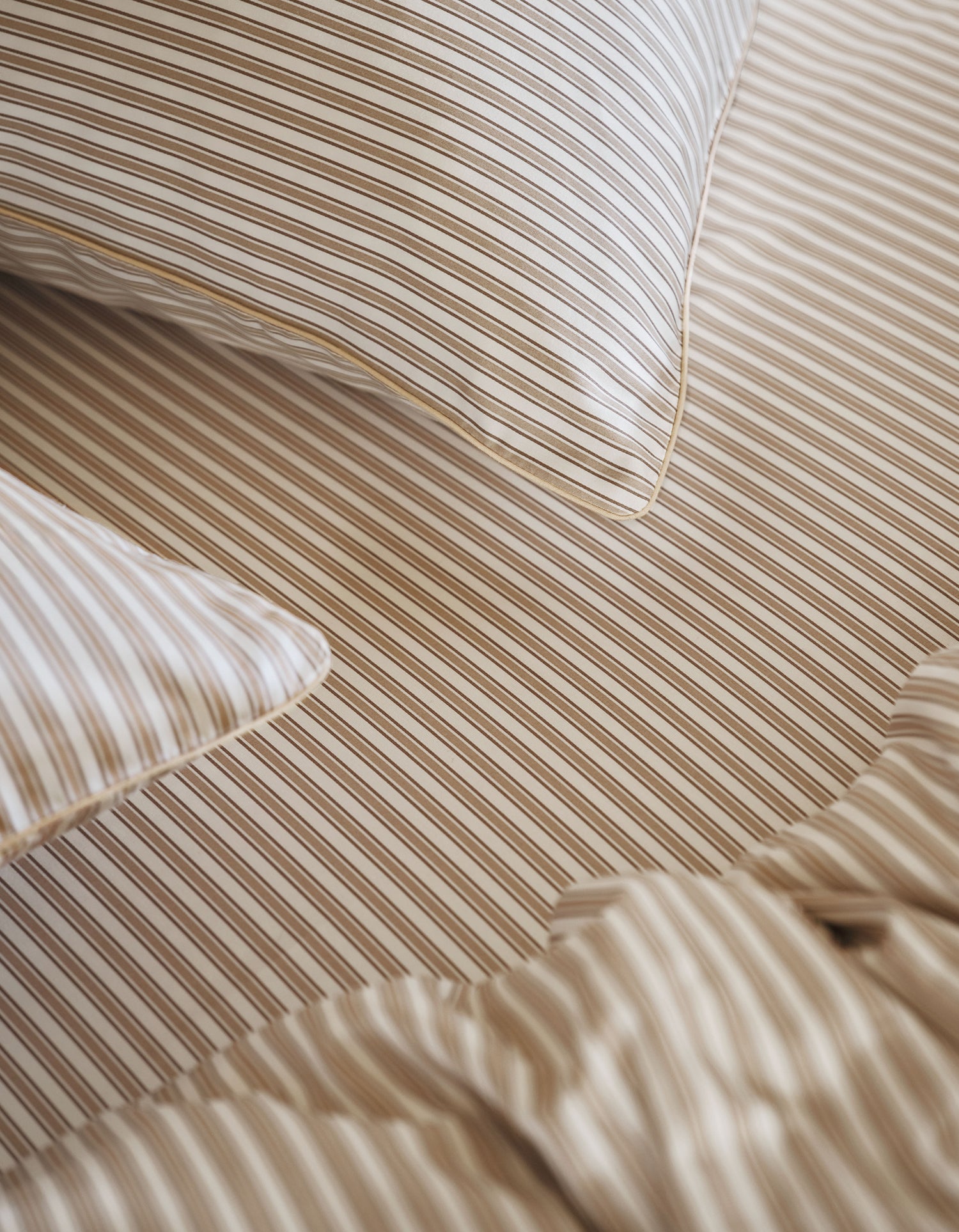 Copripiumino in Raso di Cotone a 200 fili - Righe Beige Retro
