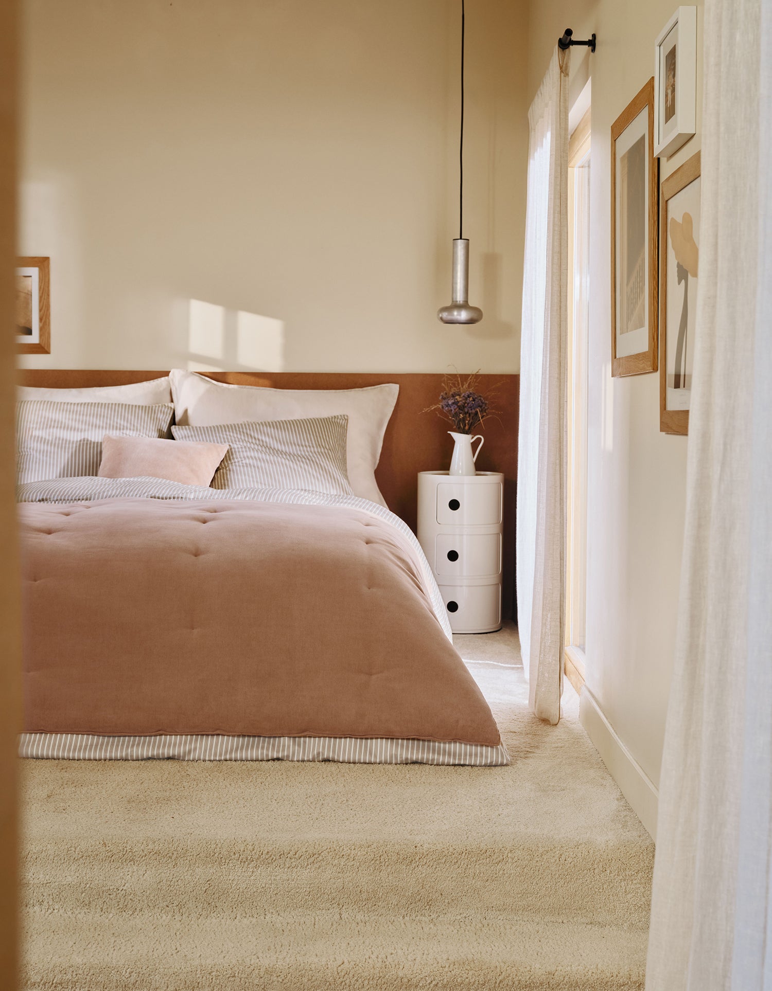 Copripiumino in Raso di Cotone a 200 fili - Righe Beige Retro