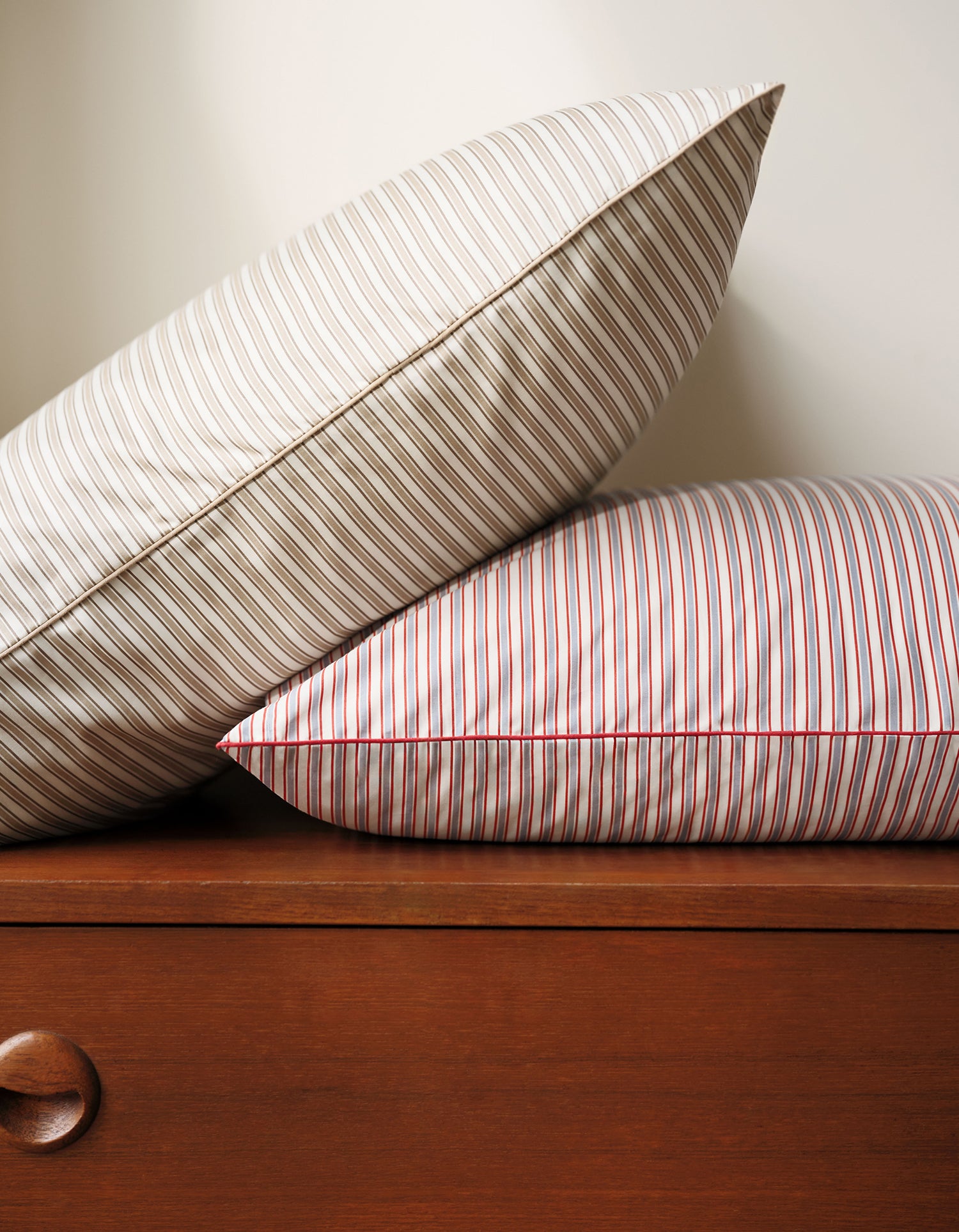 Copripiumino in Raso di Cotone a 200 fili - Righe Beige Retro
