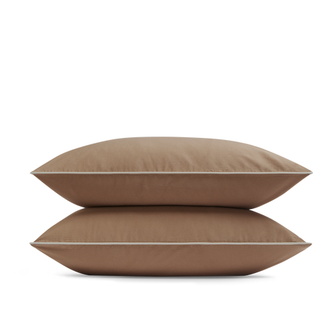 Taies d'oreiller x2 Satin lavé - Tabac