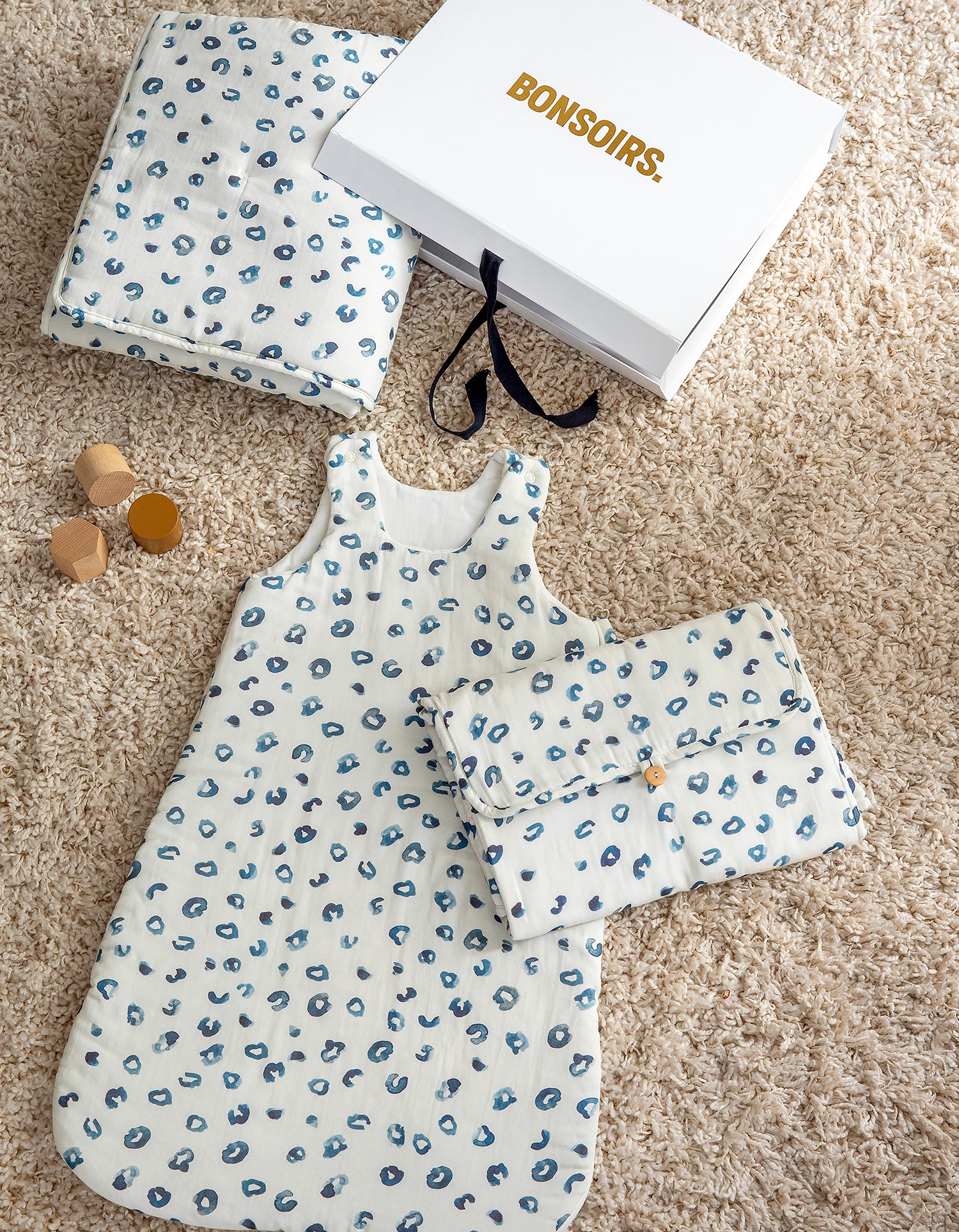 Baby-Schlafsack aus Baumwoll-Gaze - Blauer Leo