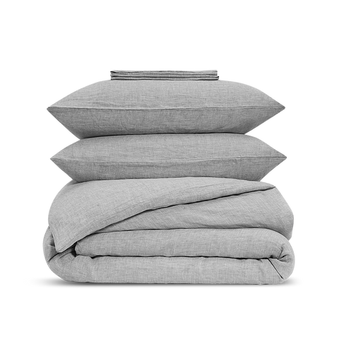 Parure Lin lavé français - Gris Chambray