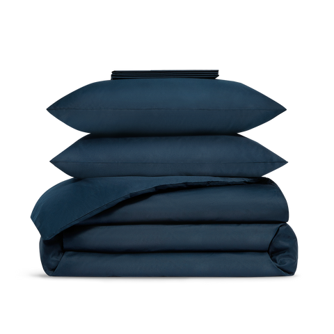 Set in Raso di cotone 200 fili - Blu Velour