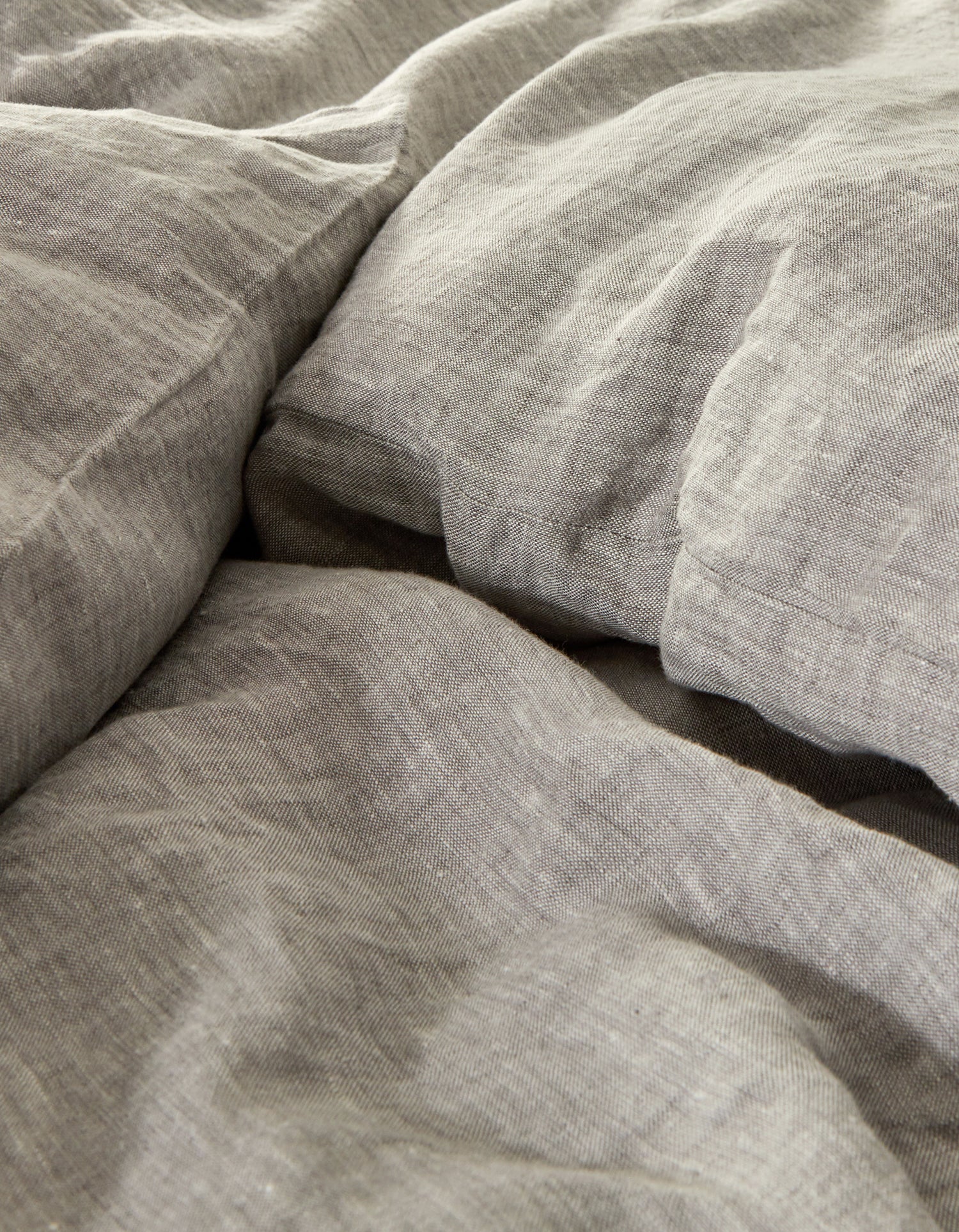 Taies d'oreiller Lin lavé français x2 - Gris Chambray