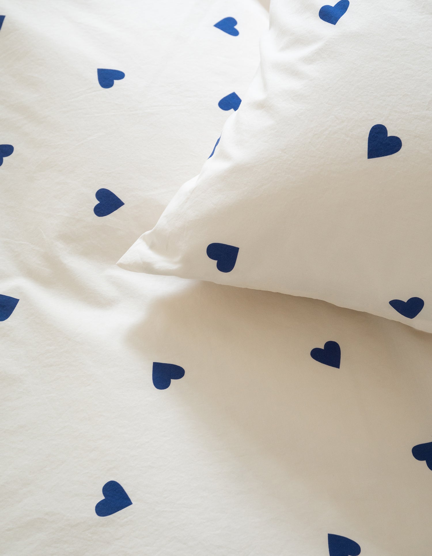 Dekbedovertrek Gewassen Perkal Baby & Kind - Blauwe hartjes