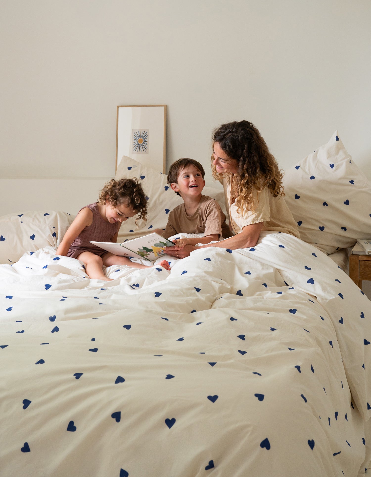 Dekbedovertrek Gewassen Perkal Baby & Kind - Blauwe hartjes