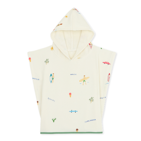 Kinderponcho mit Kapuze - Surfer