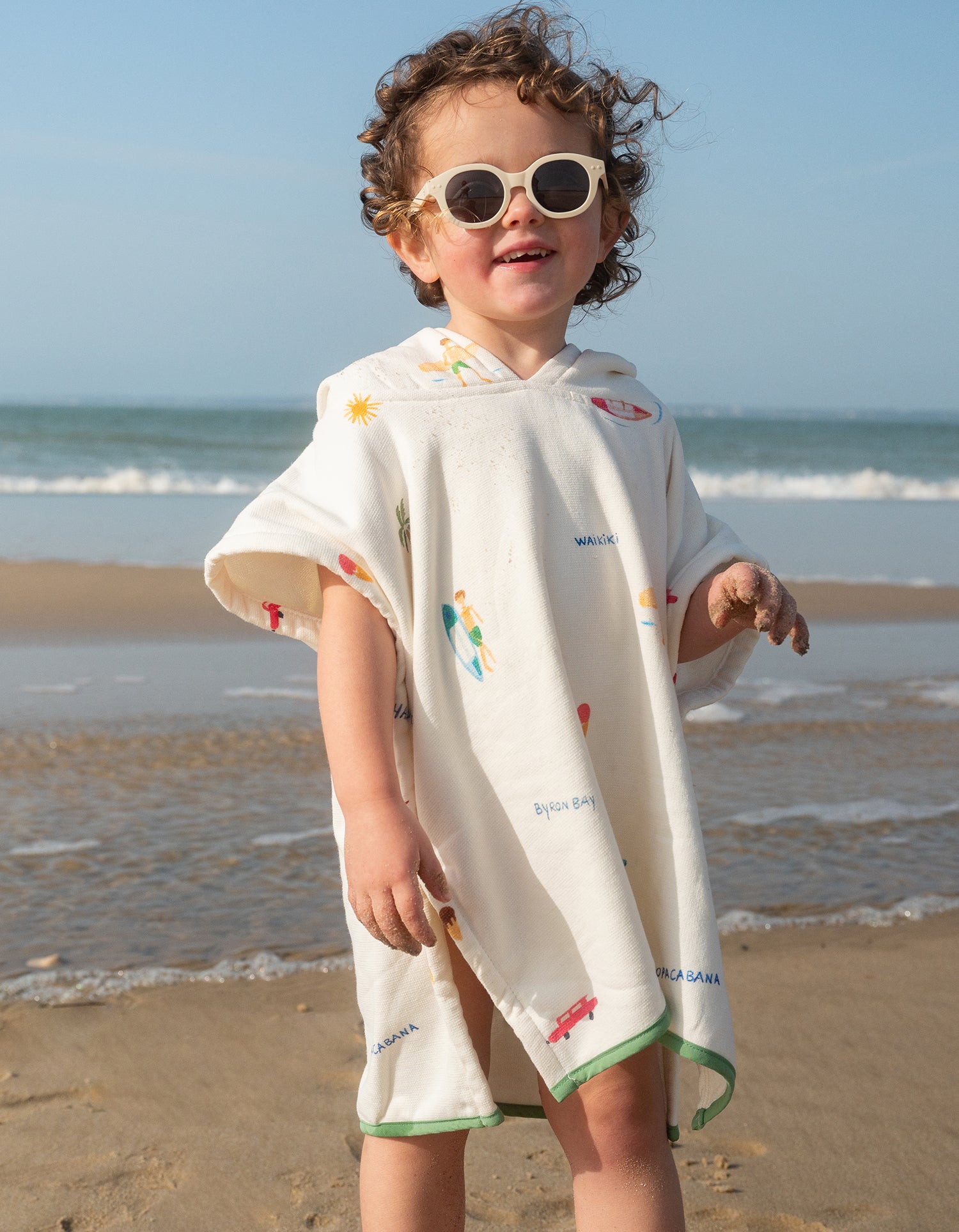 Kinderponcho mit Kapuze - Surfer