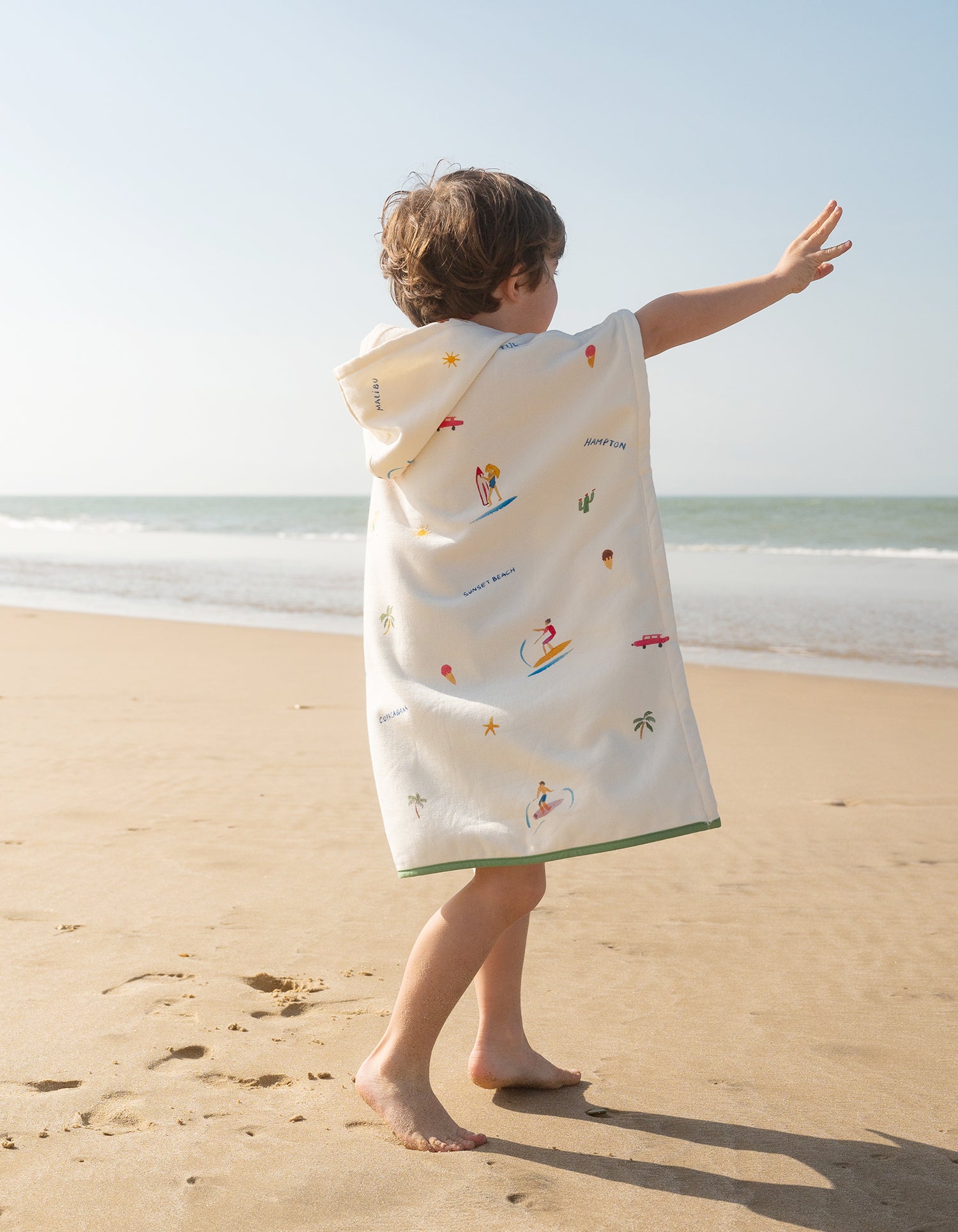 Kinderponcho mit Kapuze - Surfer