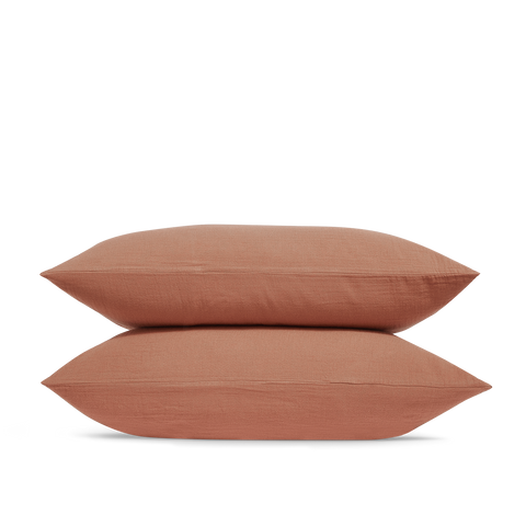Taies d'oreiller x2 Gaze de coton double épaisseur - Biscuit