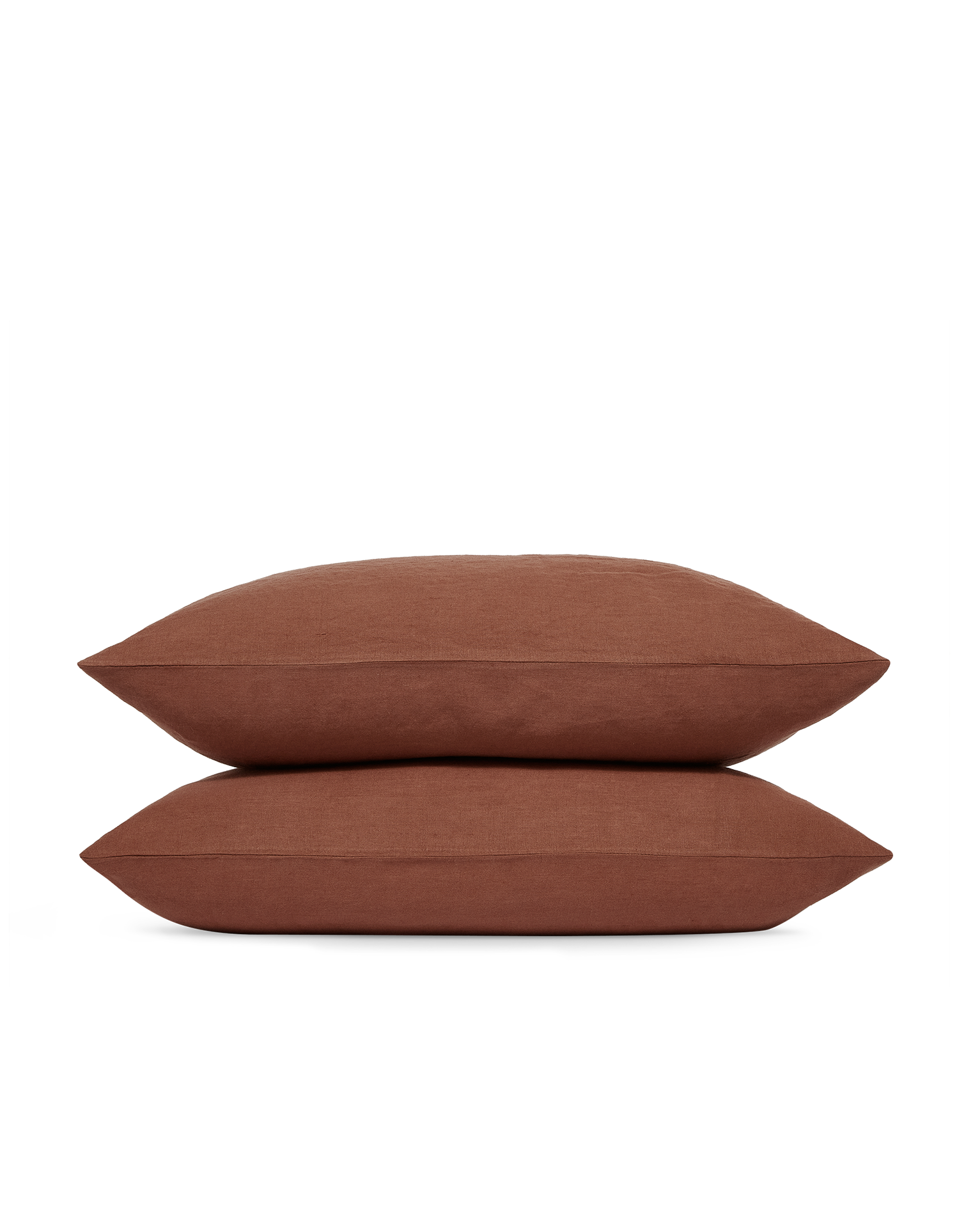 Taies d'oreiller Lin lavé français x2 - Terracotta
