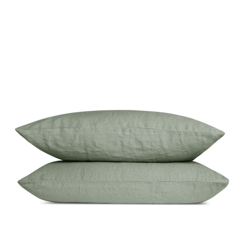 Taies d'oreiller Lin lavé français x2 - Juste Le Vert Doux