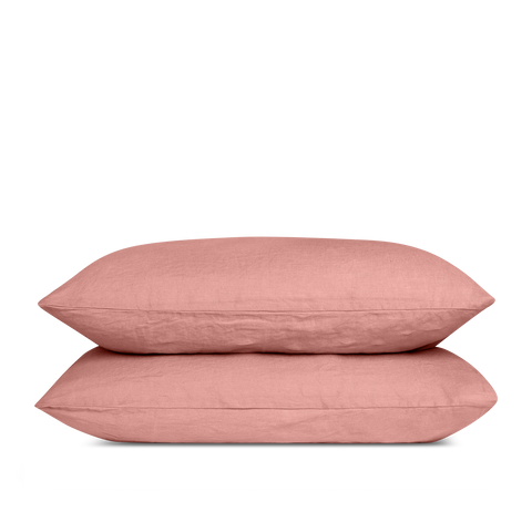 Taies d'oreiller Lin lavé français x2 - Juste Le Vieux Rose