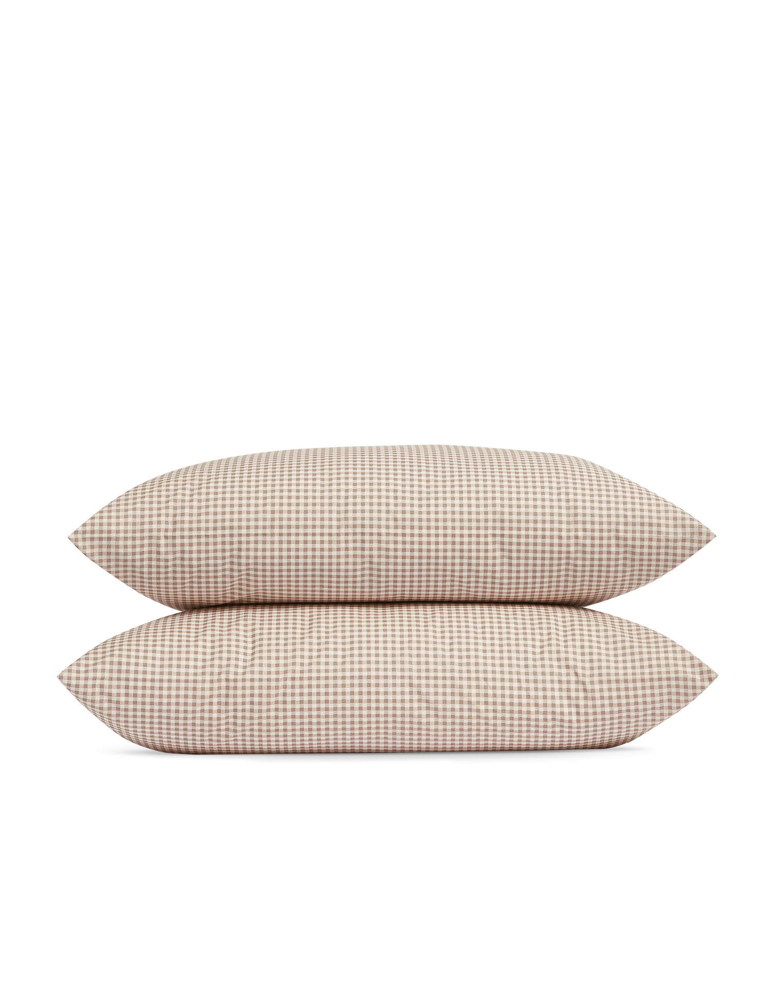 Taies d'oreiller x2 Percale de coton 120 fils - Mini Vichy Beige