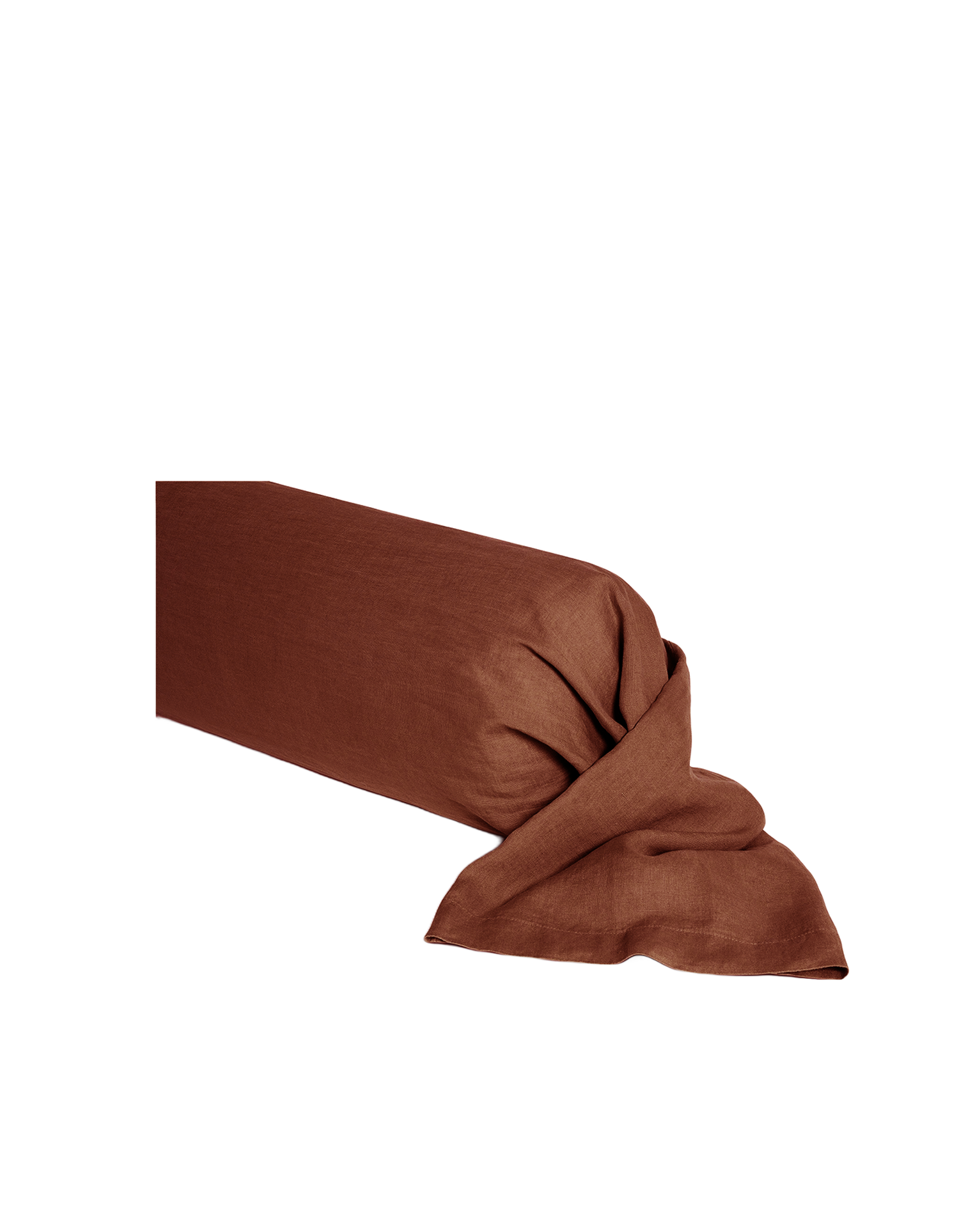 Taie de traversin ronde Lin lavé français - Terracotta