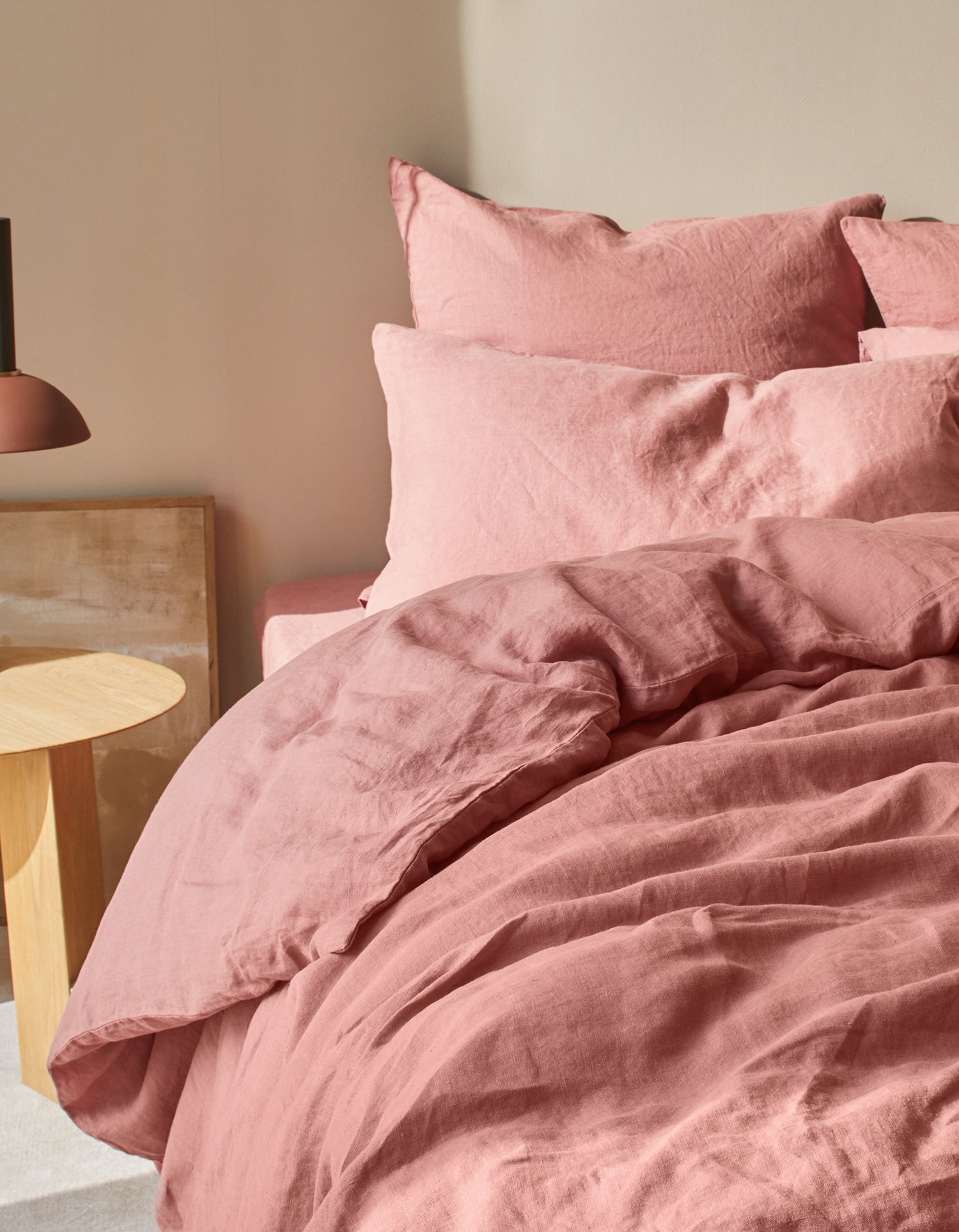 Copripiumino in Lino francese lavato - Rosa Antico