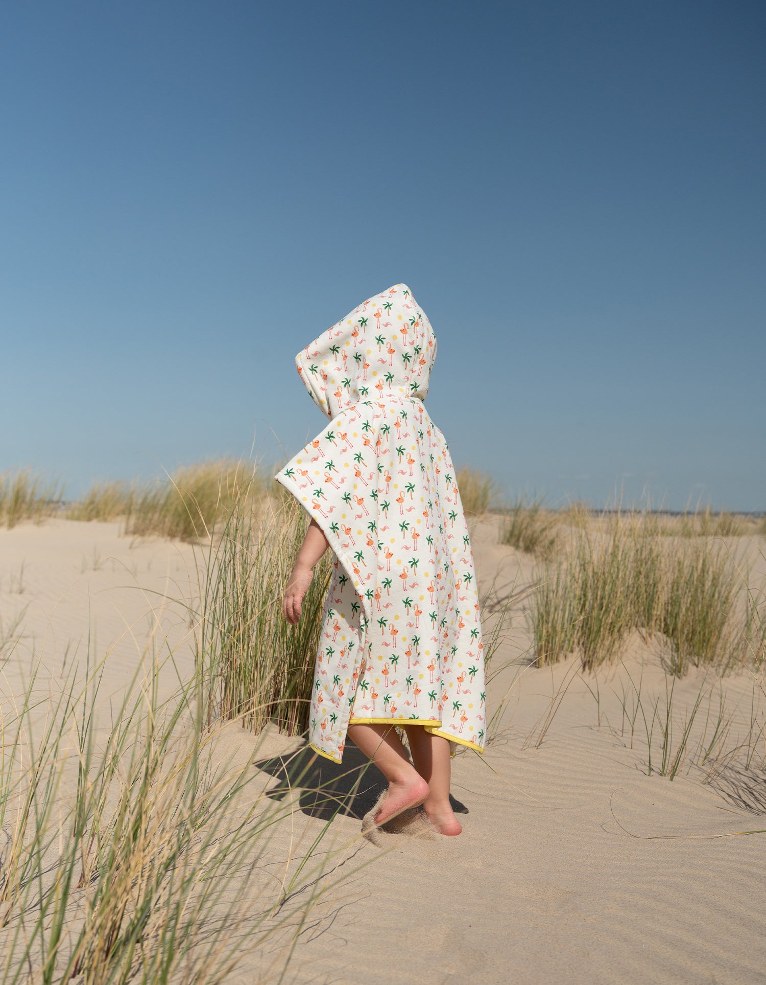 Kinderponcho mit Kapuze - Flamingo