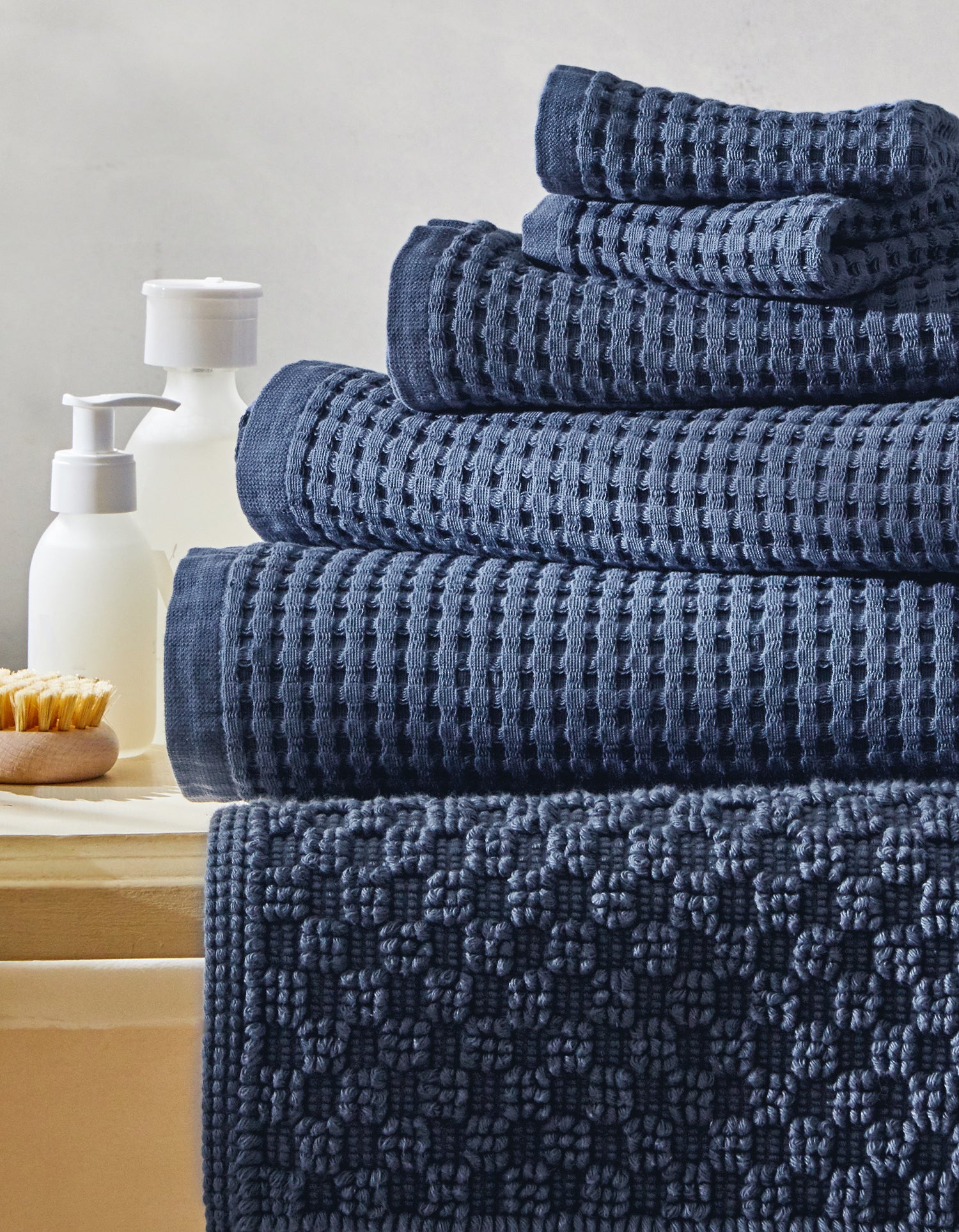 Serviette de bain Nid d'abeille - Bleu
